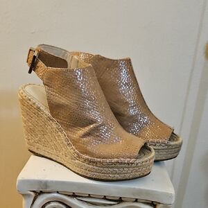 Kenneth Cole Shimmering Tan Wedge Sandals